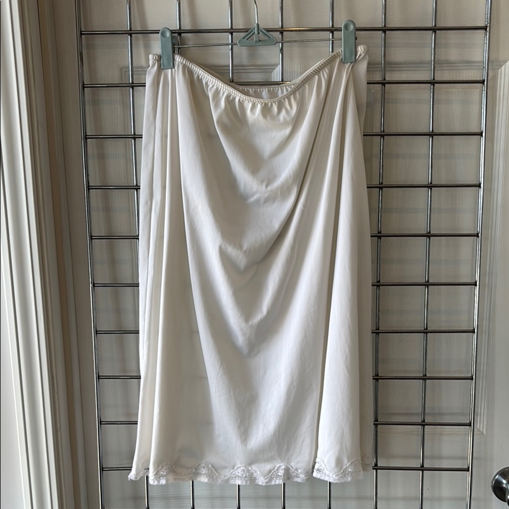 Elegant White Lace-Trimmed Skirt